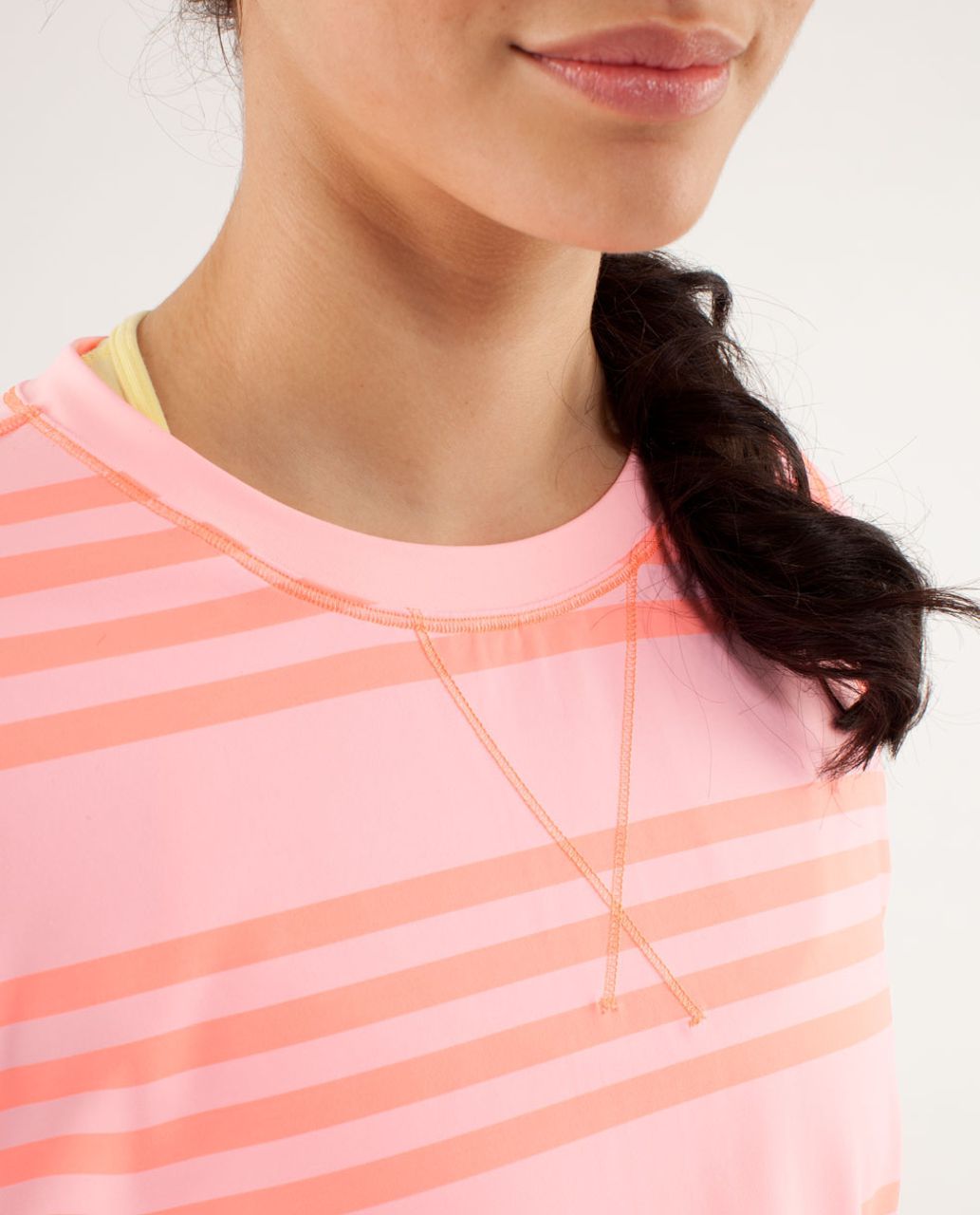 Lululemon Run:  Warm Up Crew - Ocean Stripe Bleached Coral / Pop Orange