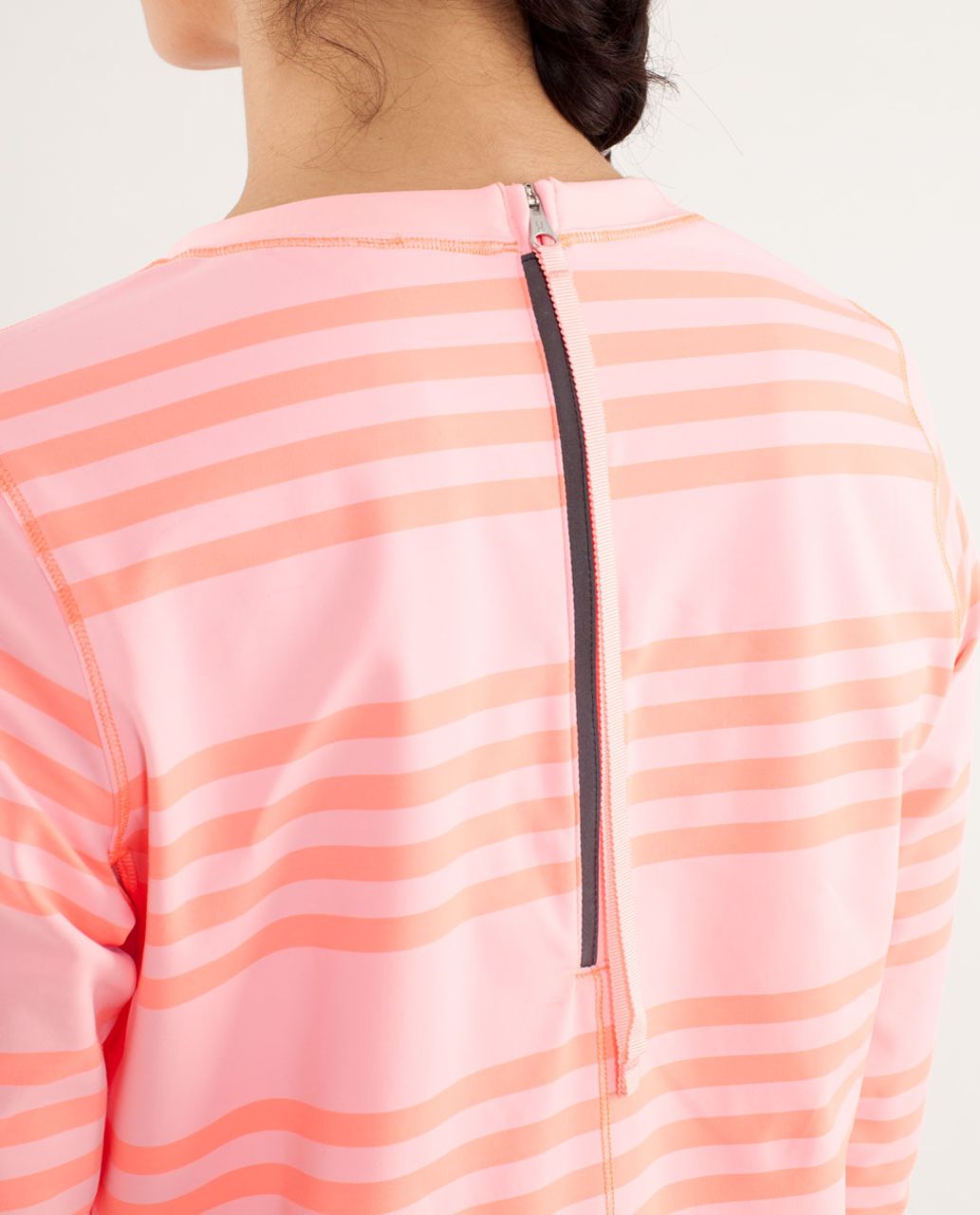 Lululemon Run:  Warm Up Crew - Ocean Stripe Bleached Coral / Pop Orange