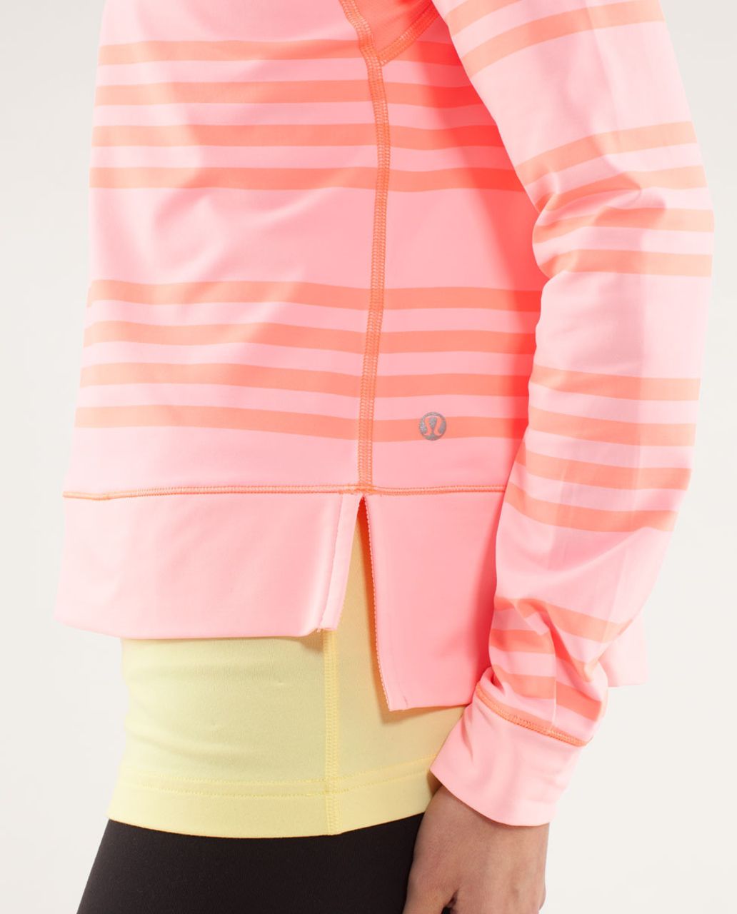 Lululemon Run:  Warm Up Crew - Ocean Stripe Bleached Coral / Pop Orange