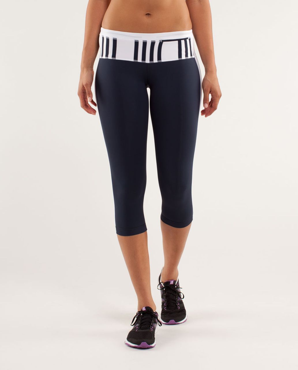 Lululemon Run:  Proceed With Speed Crop - Inkwell / White / Ocean Stripe Inkwell