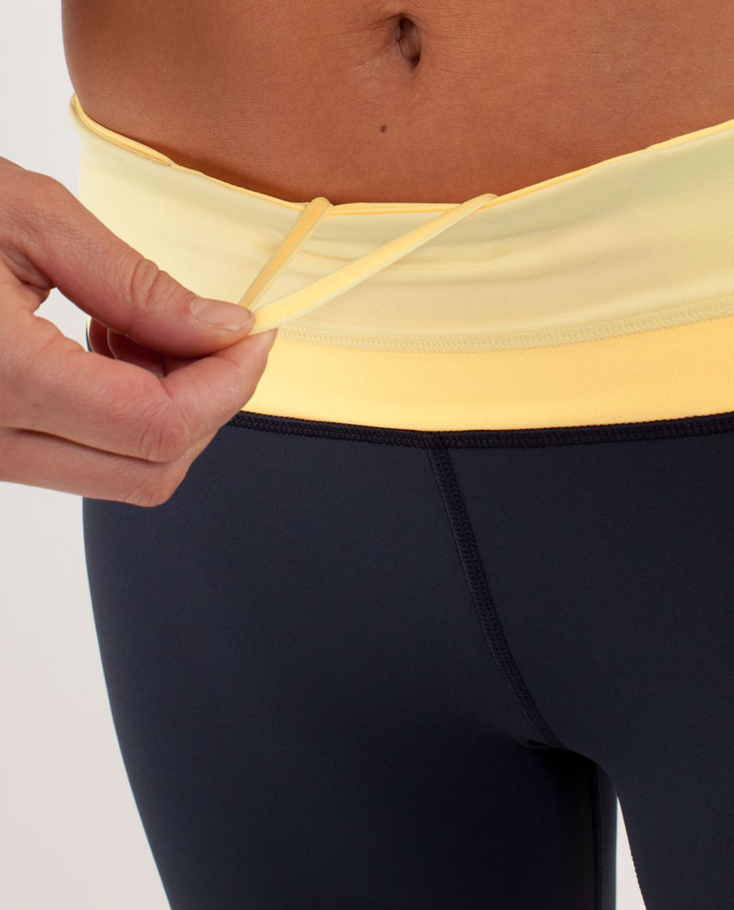 Lululemon Run:  Inspire Crop II - Inkwell / Mellow Lemon / Burning Yellow