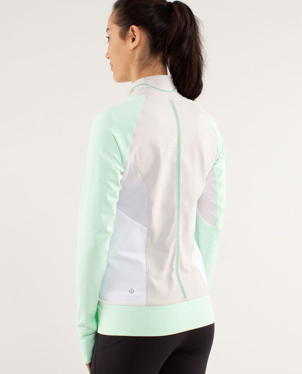 Lululemon Run:  Beach Runner Jacket - Dune / Fresh Teal / White