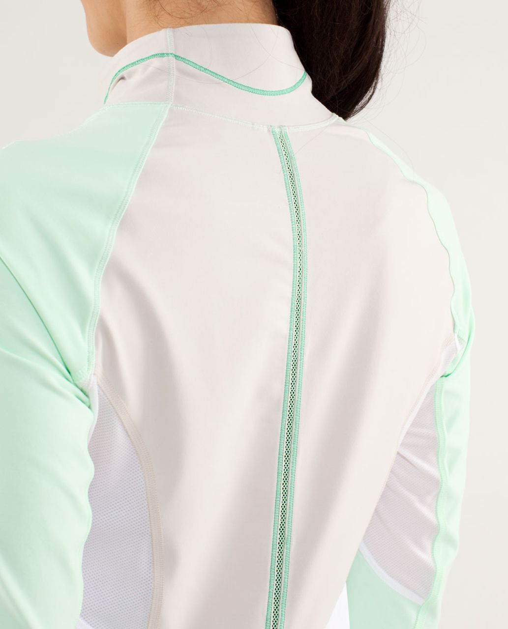 Lululemon Run:  Beach Runner Jacket - Dune / Fresh Teal / White