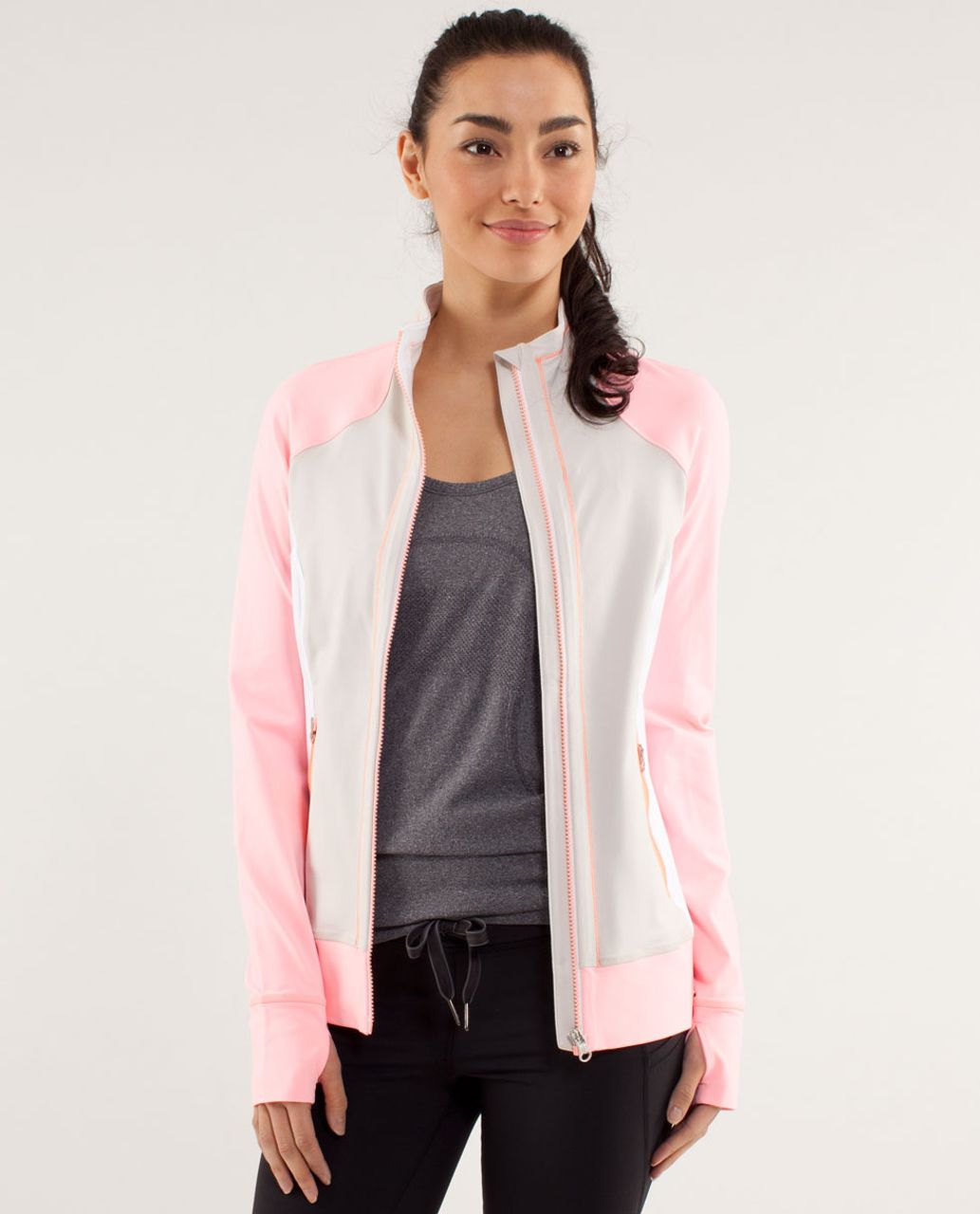 Lululemon Run:  Beach Runner Jacket - Dune / Bleached Coral / White