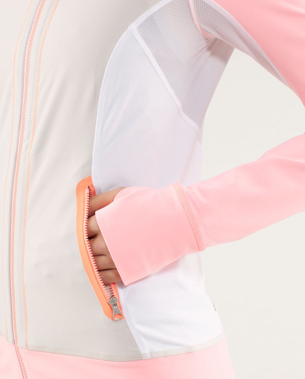 Lululemon Run:  Beach Runner Jacket - Dune / Bleached Coral / White