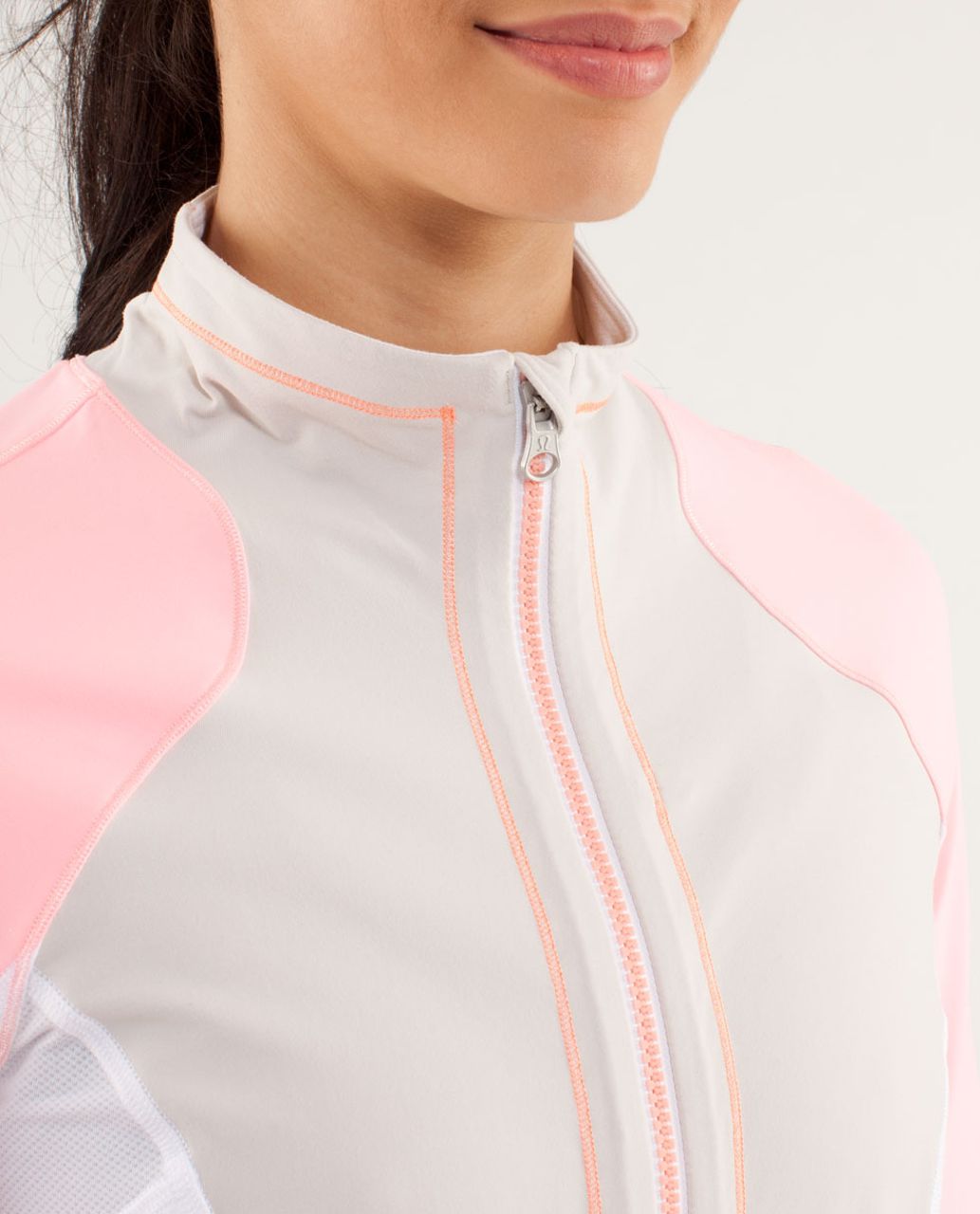 Lululemon Run:  Beach Runner Jacket - Dune / Bleached Coral / White