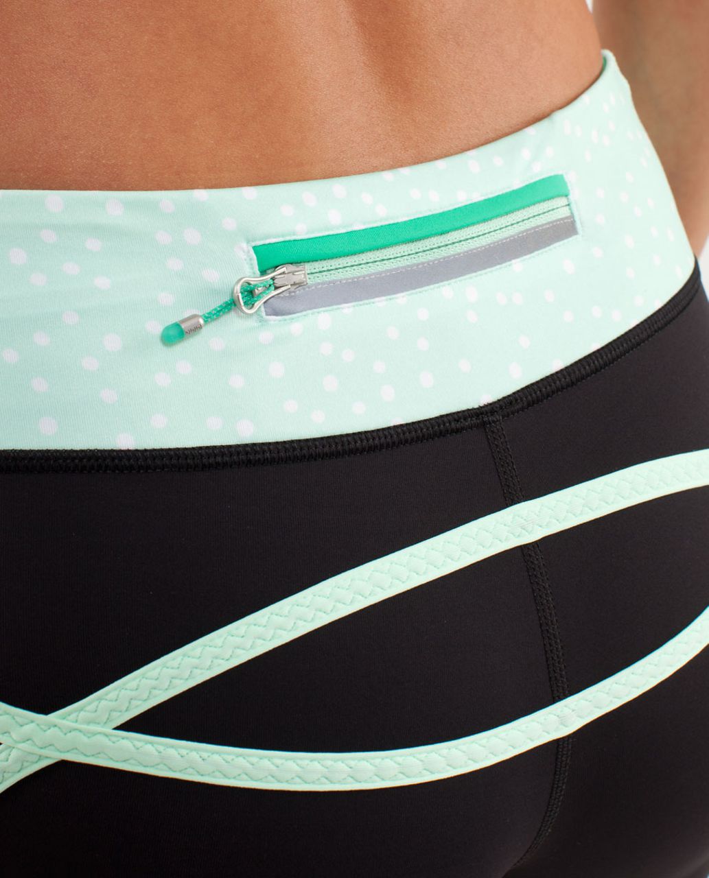 Lululemon Run: Pace Crop - Black / Petit Dot Fresh Teal / Fresh Teal ...