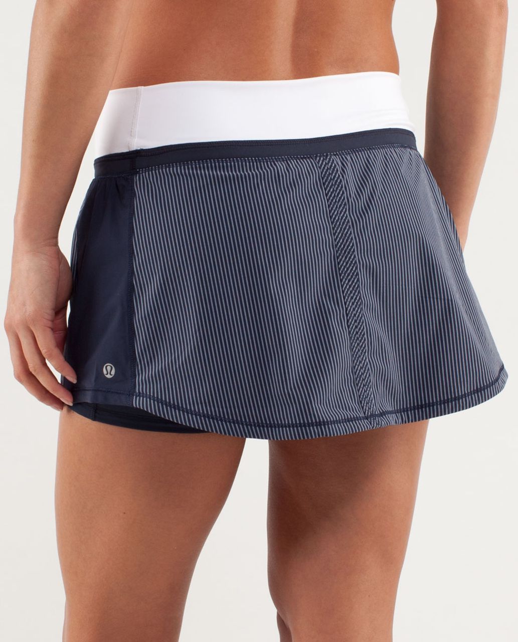 Lululemon Run:  Pace Skirt - Wagon Stripe Inkwell / Inkwell / White