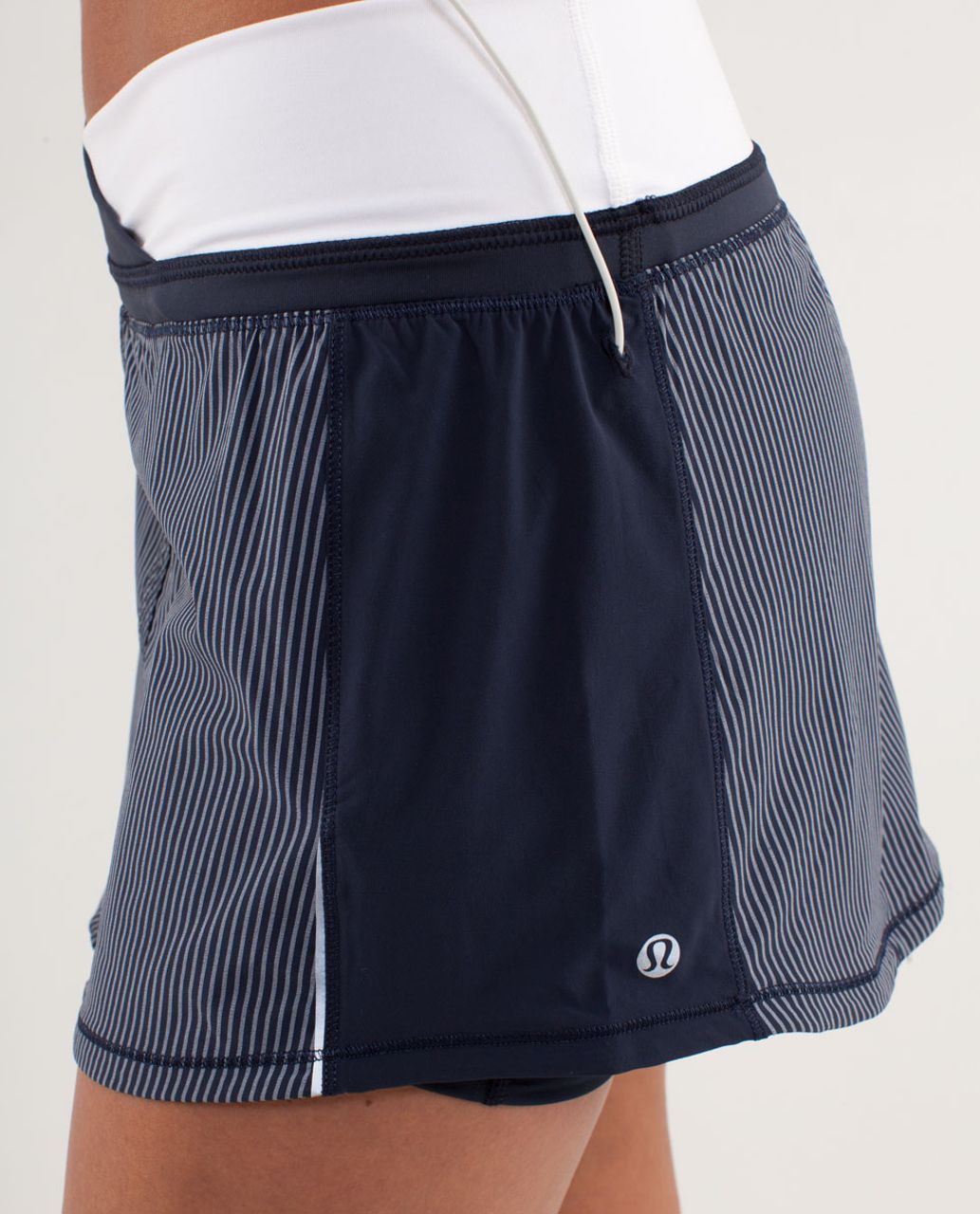 Lululemon Run:  Pace Skirt - Wagon Stripe Inkwell / Inkwell / White