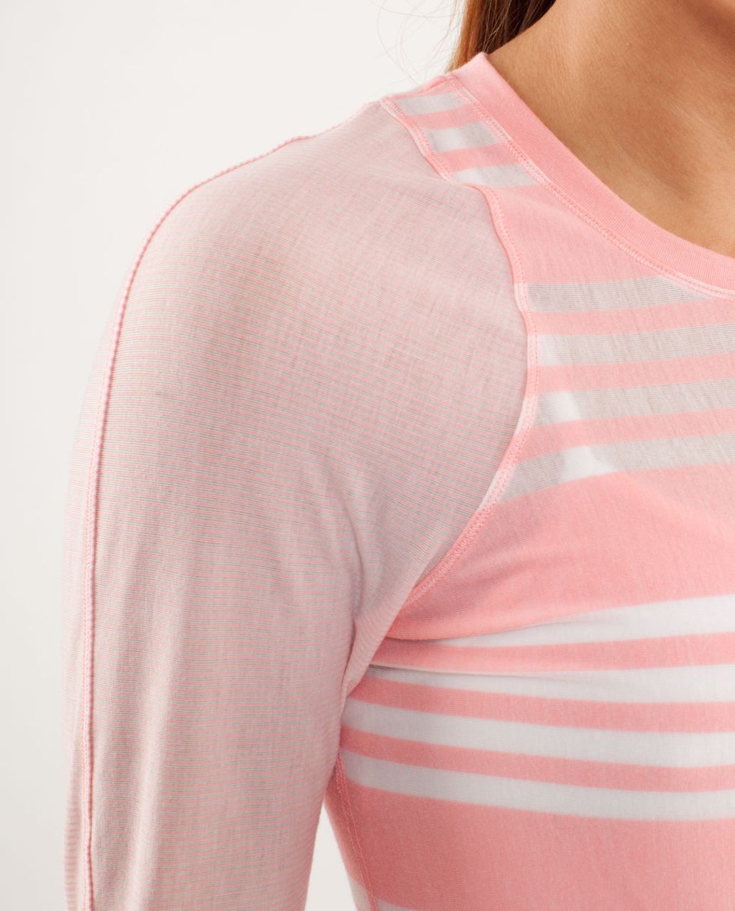 Lululemon Digni Tee Long Sleeve - Ocean Stripe Bleached Coral / Tonka Stripe Bleached Coral / Bleached Coral