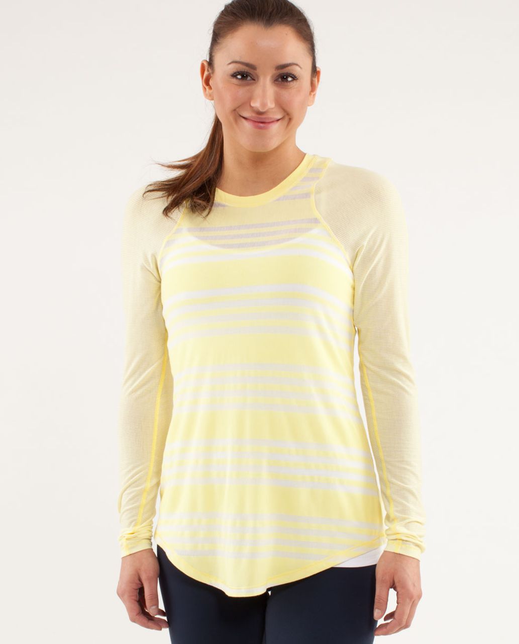 Lululemon Digni Tee Long Sleeve - Ocean Stripe Mellow Lemon / Tonka Stripe Mellow Lemon / Mellow Lemon