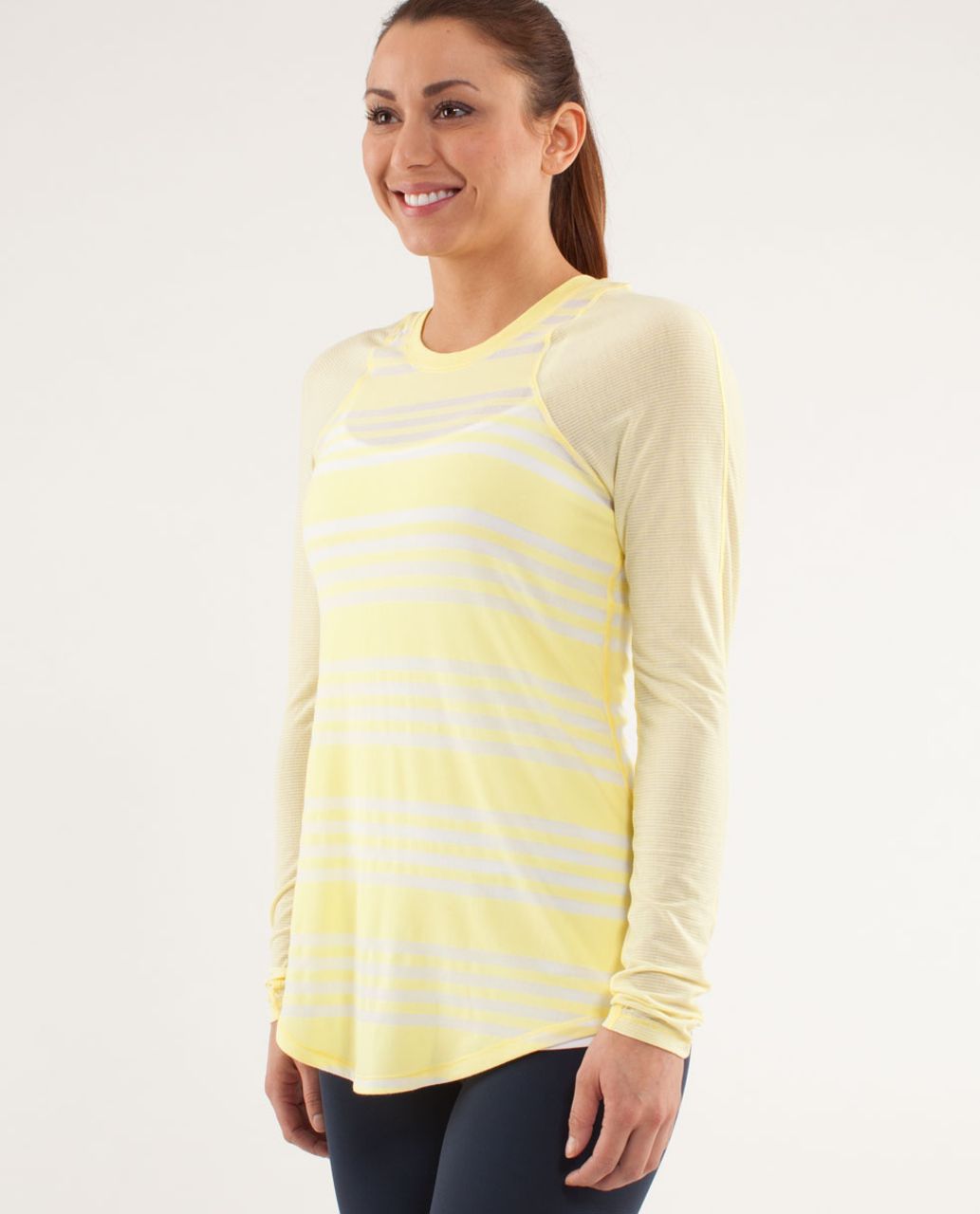 Lululemon Digni Tee Long Sleeve - Ocean Stripe Mellow Lemon / Tonka Stripe Mellow Lemon / Mellow Lemon