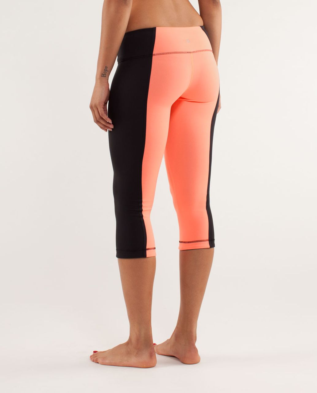 Lululemon Wunder Under Crop *Bonded Stripe - Black / Pop Orange / Black