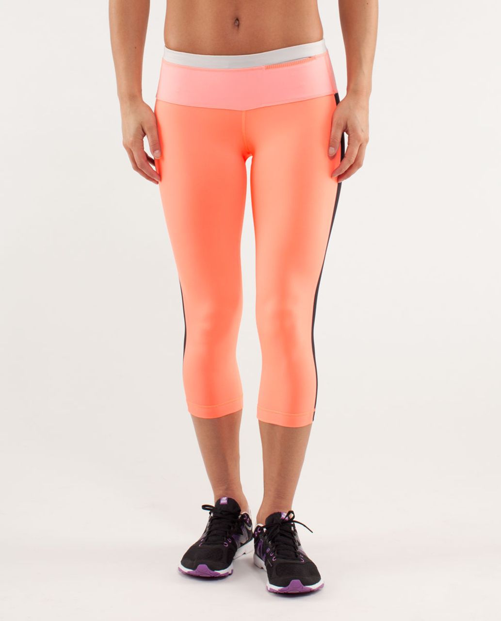 Lululemon Run:  Proceed With Speed Crop - Pop Orange / Black / Dune