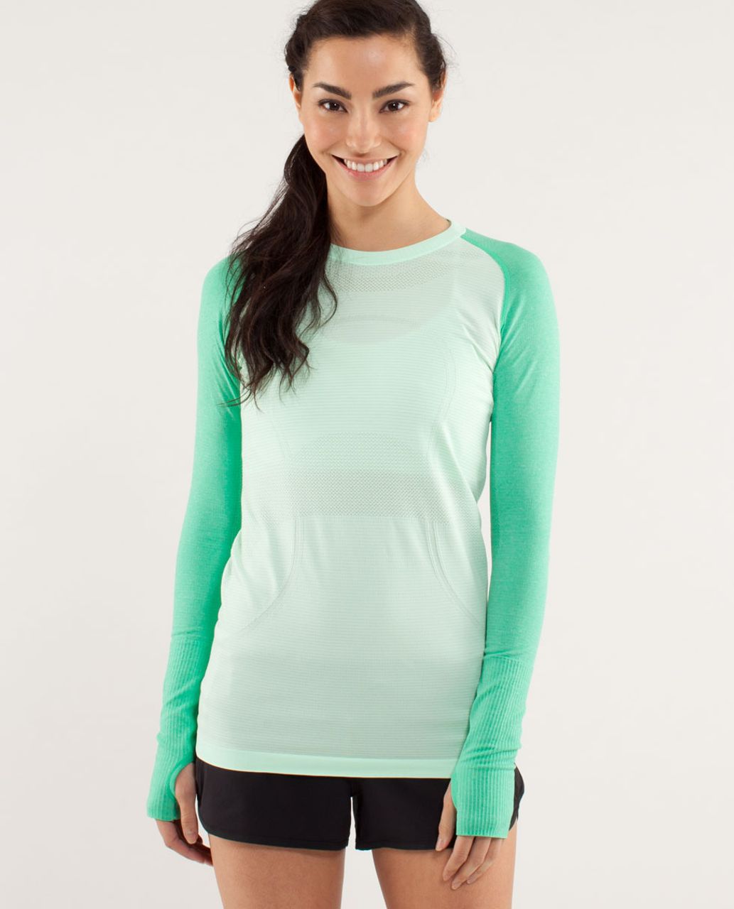 Lululemon Run:  Swiftly Tech Long Sleeve - Fresh Teal / Very Green