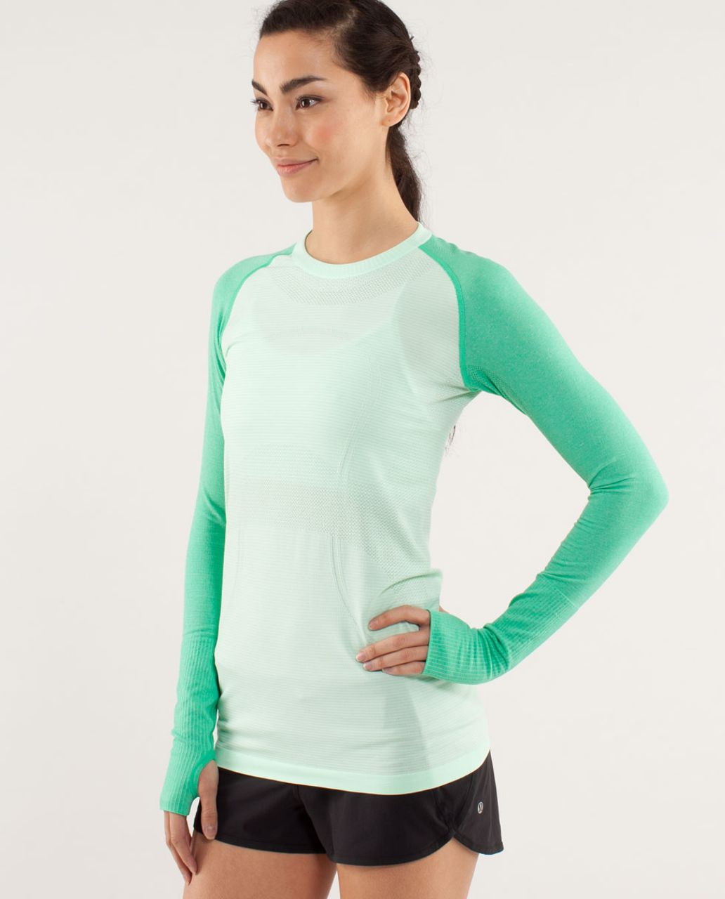 Lululemon Run:  Swiftly Tech Long Sleeve - Fresh Teal / Very Green