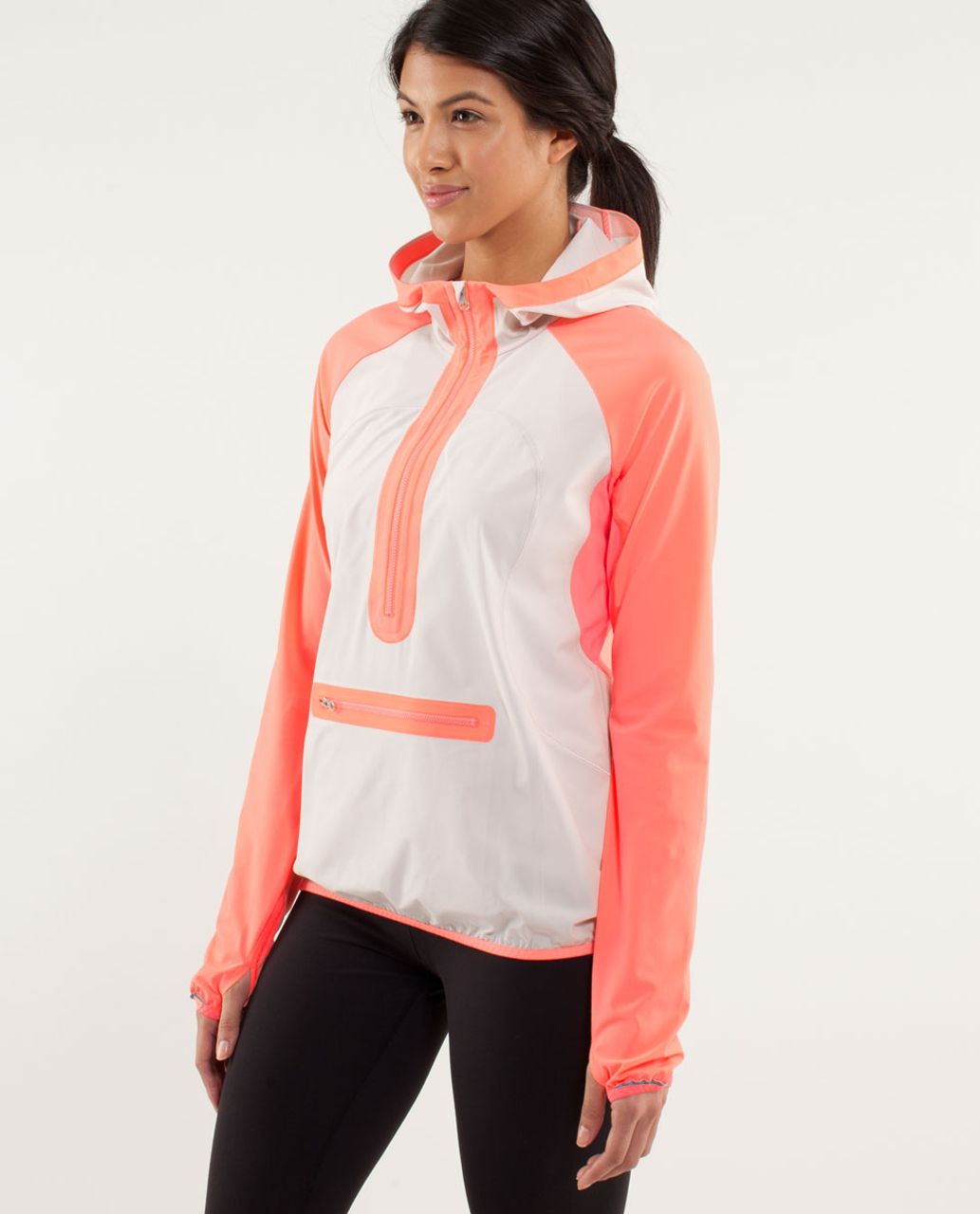 Lululemon Run:  Stash & Dash Pullover - Dune / Pop Orange