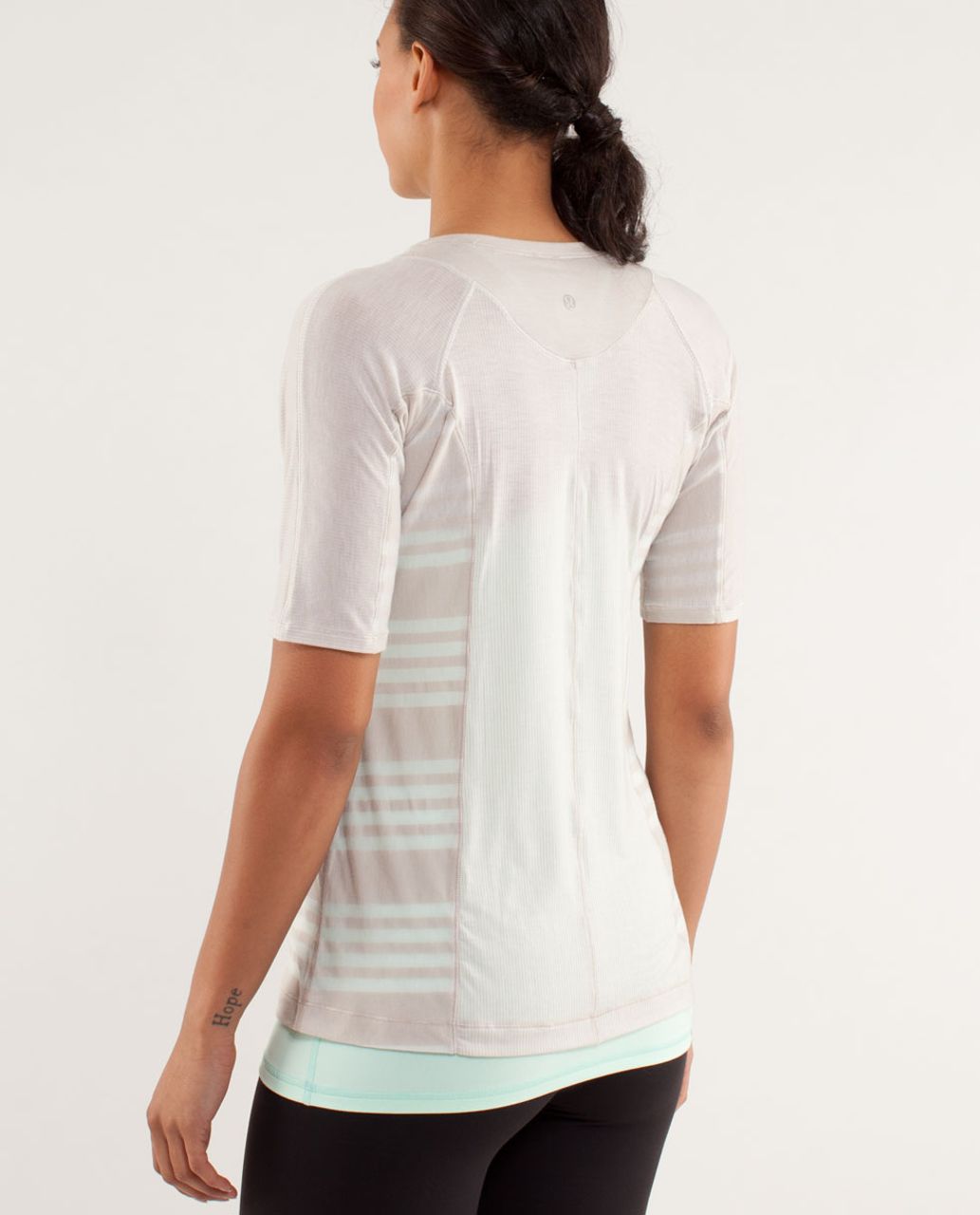 Lululemon Puri Tee Short Sleeve - Tonka Stripe Dune / Dune / Ocean Stripe Dune