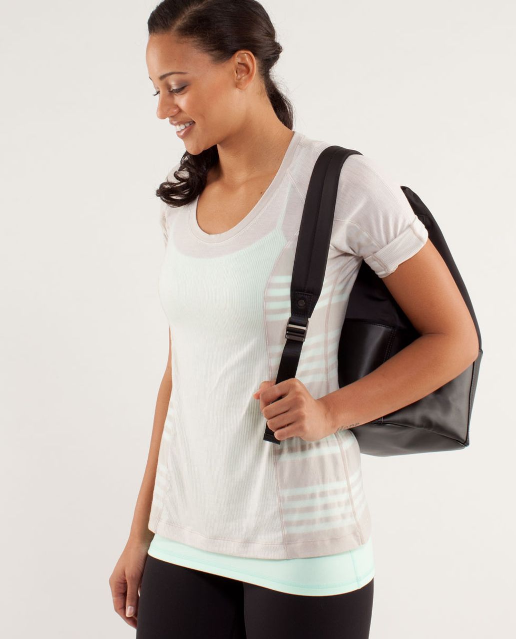 Lululemon Puri Tee Short Sleeve - Tonka Stripe Dune / Dune / Ocean Stripe Dune