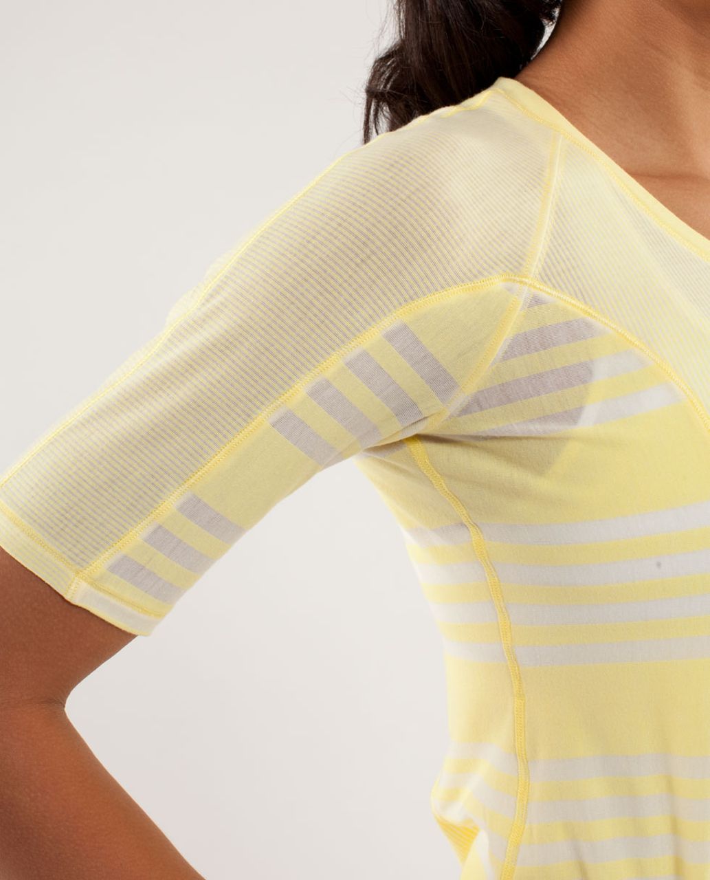 Lululemon Puri Tee Short Sleeve - Tonka Stripe Mellow Lemon / Mellow Lemon / Ocean Stripe Mellow Lemon