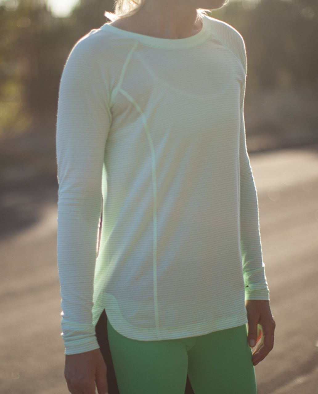 Lululemon Run:  Turn It Up Long Sleeve - Fresh Teal / Wagon Stripe Fresh Teal