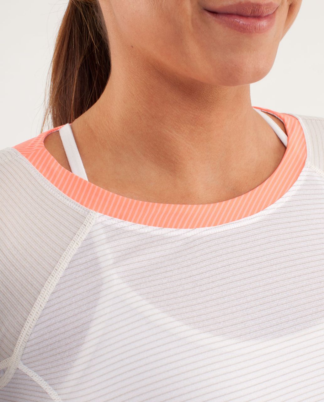 Lululemon Run:  Turn It Up Long Sleeve - White / Dune / Pop Orange