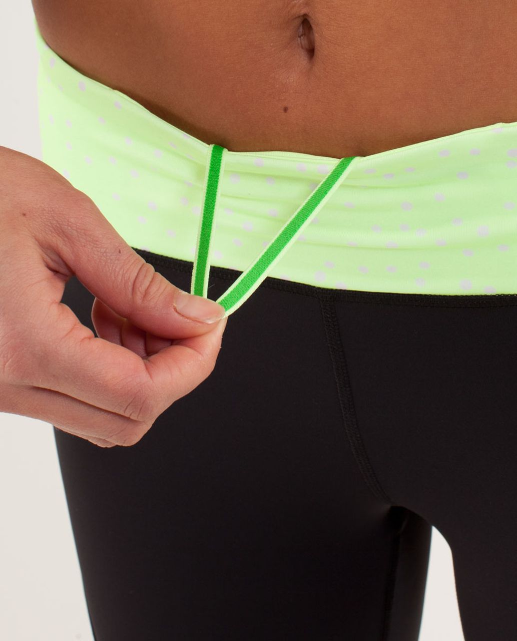 Lululemon Run:  Pace Crop - Black / Petit Dot Faded Zap / Faded Zap