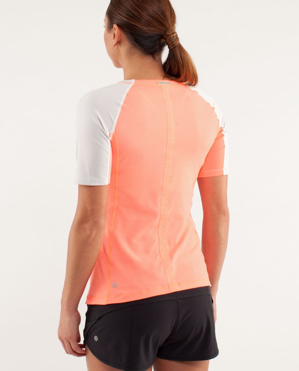 Lululemon Run:  Turn It Up Tee - Pop Orange / Dune / Wagon Stripe Pop Orange