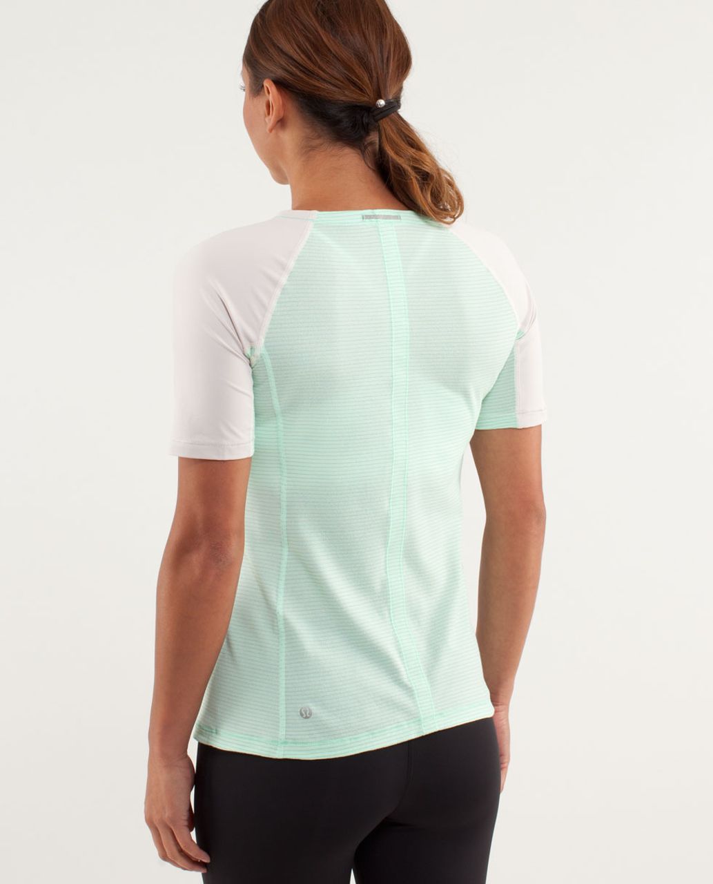 Lululemon Run:  Turn It Up Tee - Fresh Teal / Dune / Wagon Stripe Fresh Teal