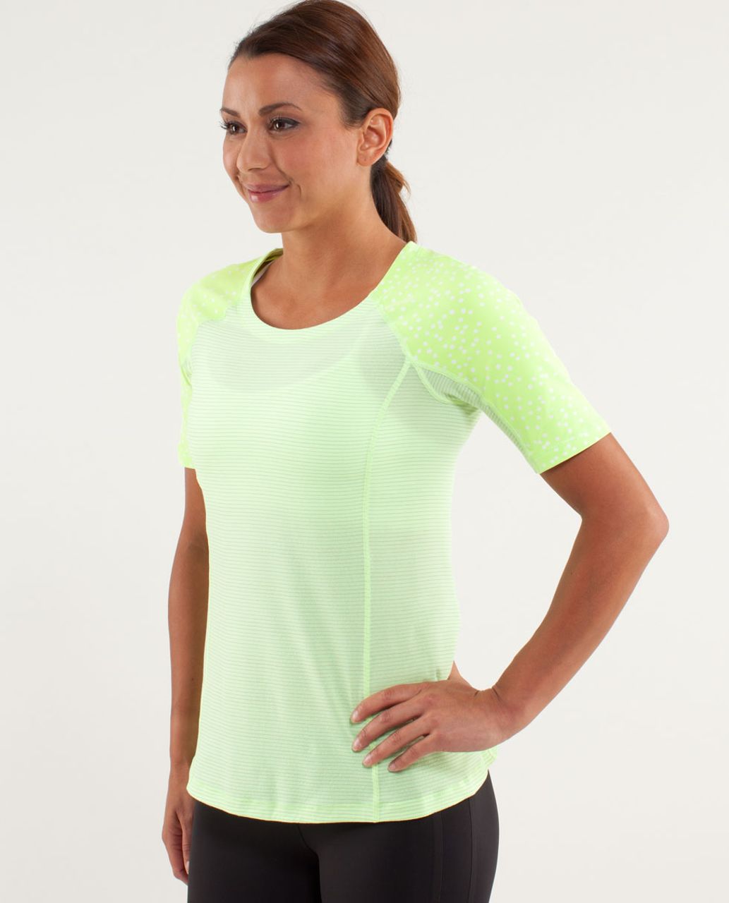 Lululemon Run:  Turn It Up Tee - Faded Zap / Petit Dot Faded Zap / Wagon Stripe Faded Zap