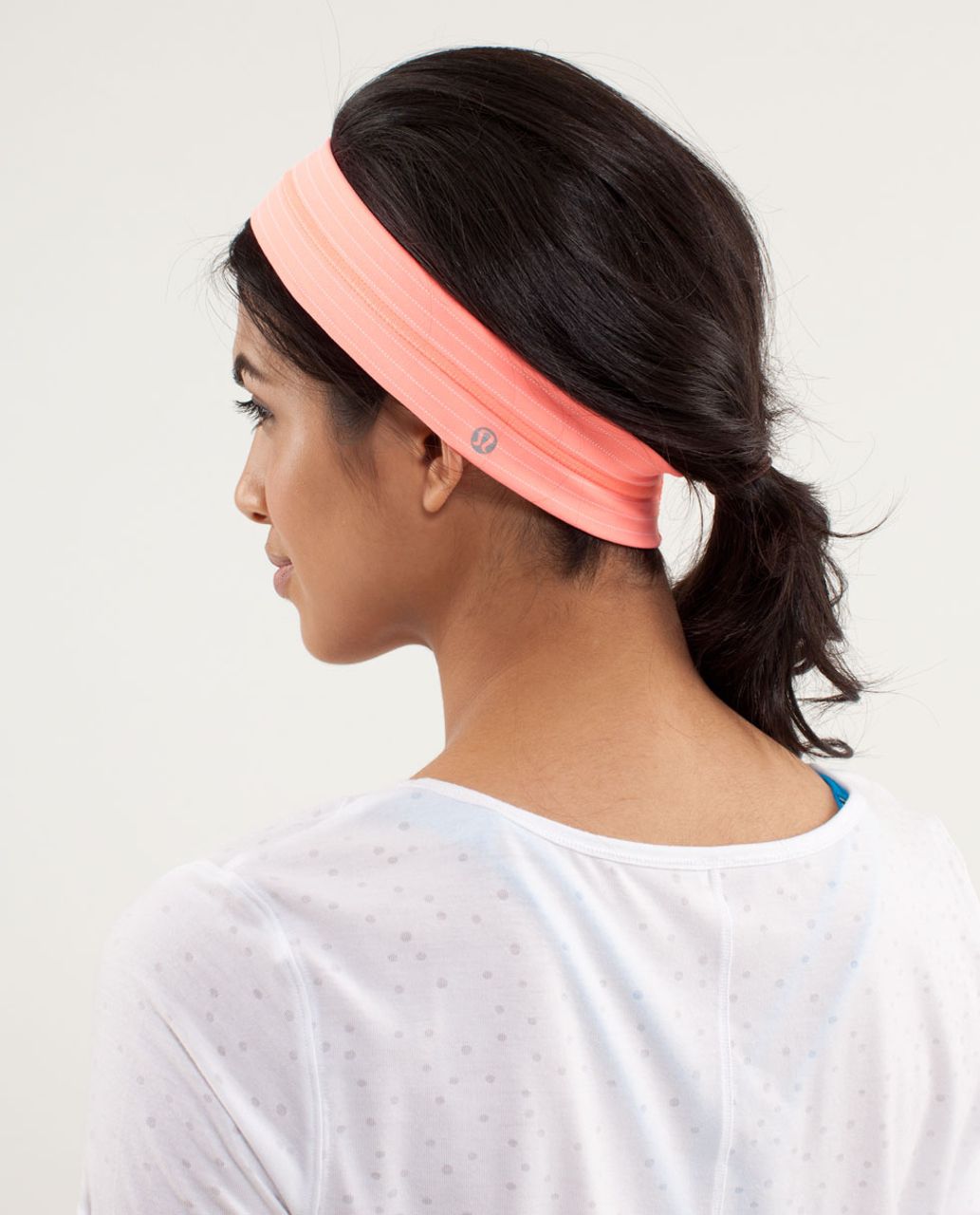 Lululemon Fly Away Tamer Headband *Pinstripe - Pop Orange