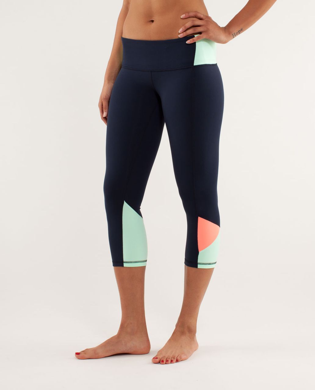 Lululemon Embody Crop - Inkwell / Fresh Teal / Pop Orange