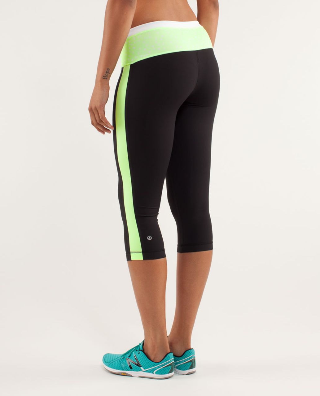 Lululemon Run:  Proceed With Speed Crop - Black / Faded Zap / White