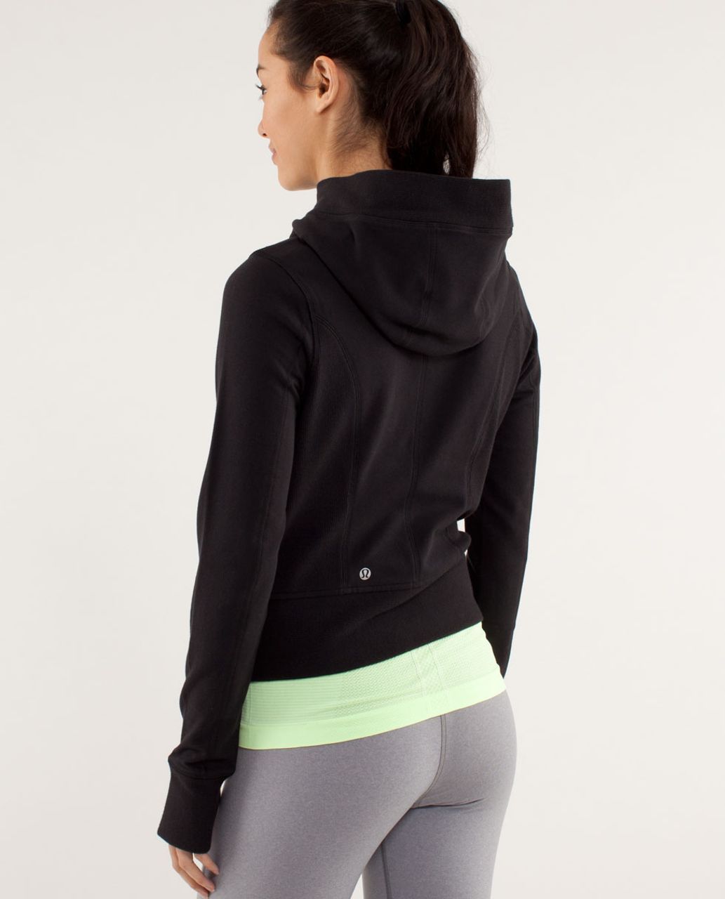 LULULEMON Black Throw Me Over Size 6 Thumb-hole Hoodie zipper front pockets