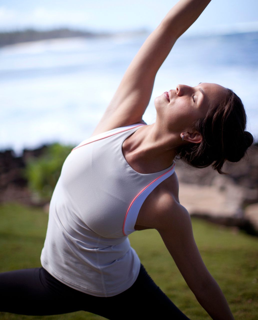 Lululemon Vinyasa Surf Tank - Dune / Pop Orange / White