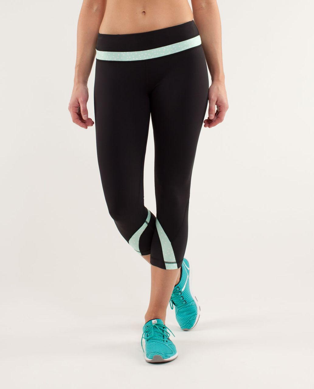 Lululemon Run: Inspire Crop II - Black / Petit Dot Fresh Teal - lulu  fanatics