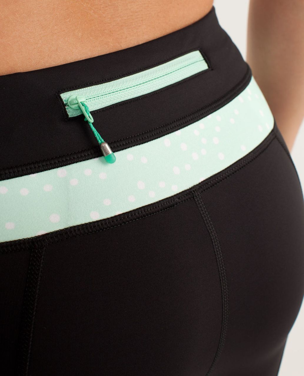 Lululemon Run:  Inspire Crop II - Black / Petit Dot Fresh Teal