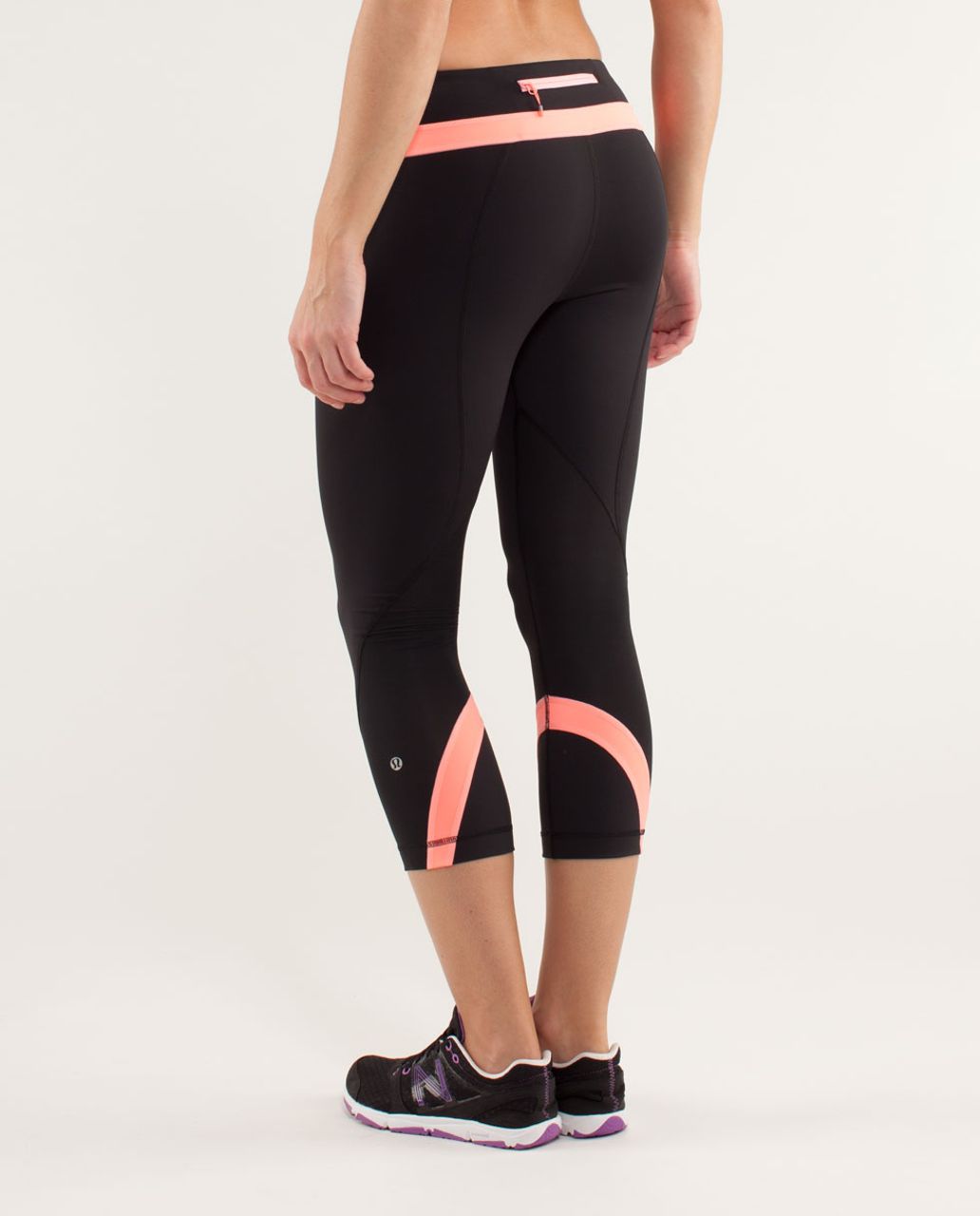 Lululemon Run: Inspire Crop II - Black / Pop Orange - lulu fanatics