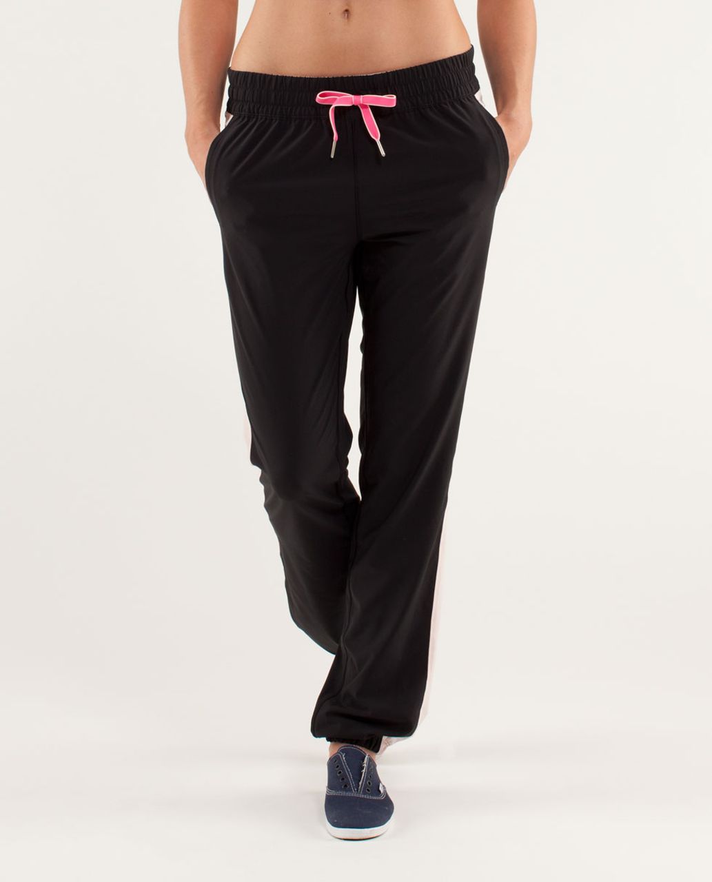 pink and black track pants