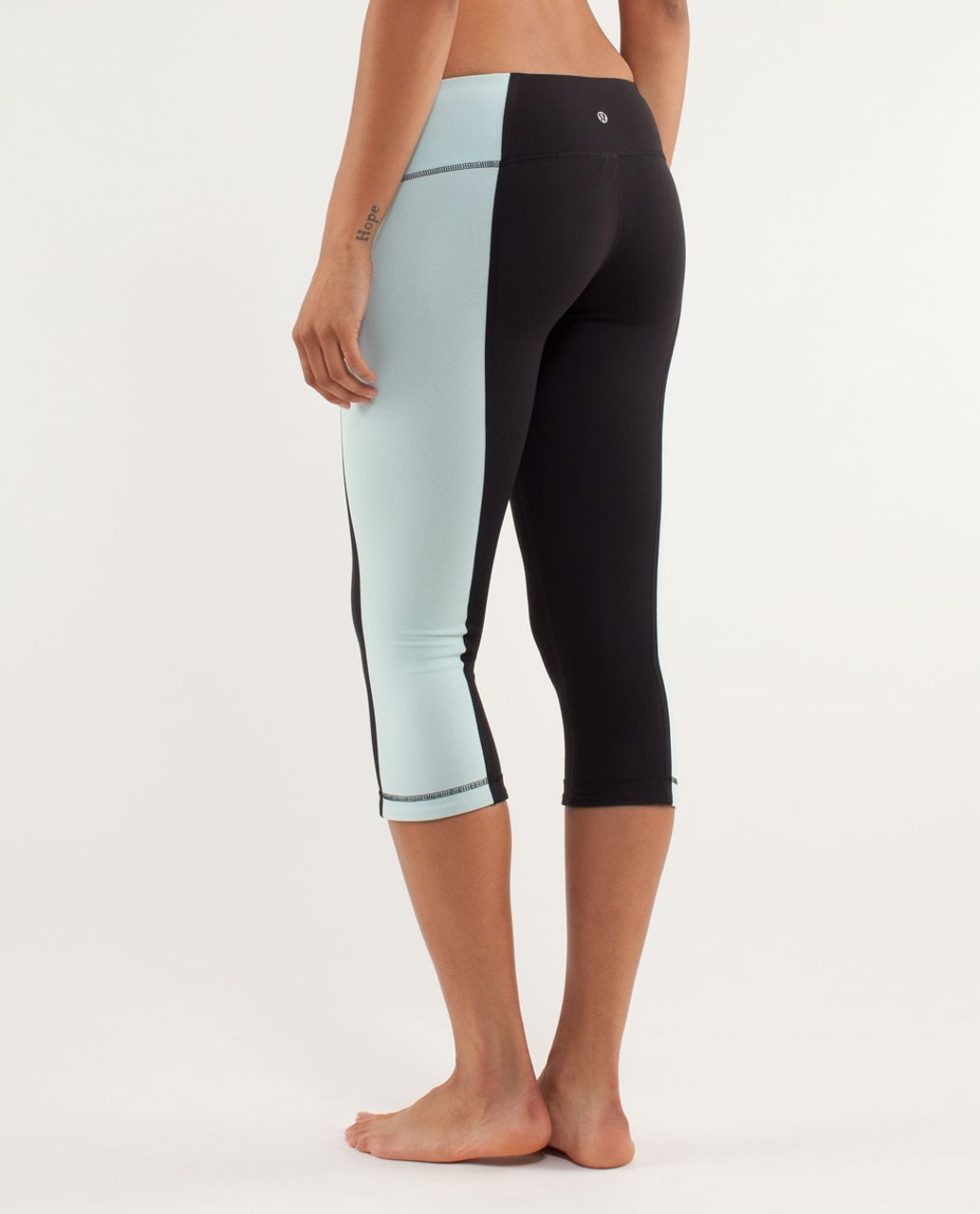 Lululemon Wunder Under Crop *Bonded Stripe - Black / Aquamarine