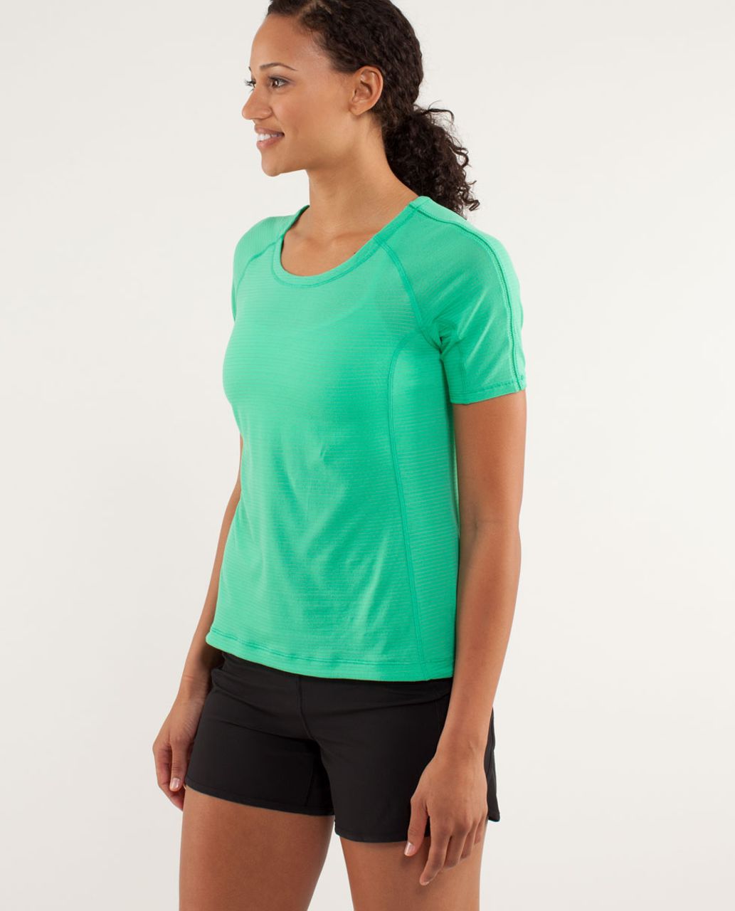 Lululemon Run:  Silver Lining Short Sleeve - Very Green / Fresh Teal