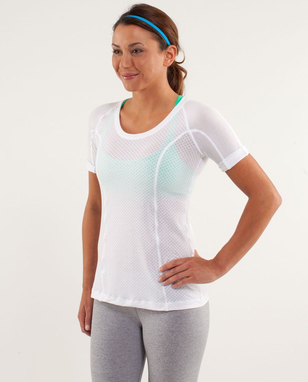 Lululemon Puri Tee Short Sleeve - Mesh Burnout White / White / Tonka Stripe White