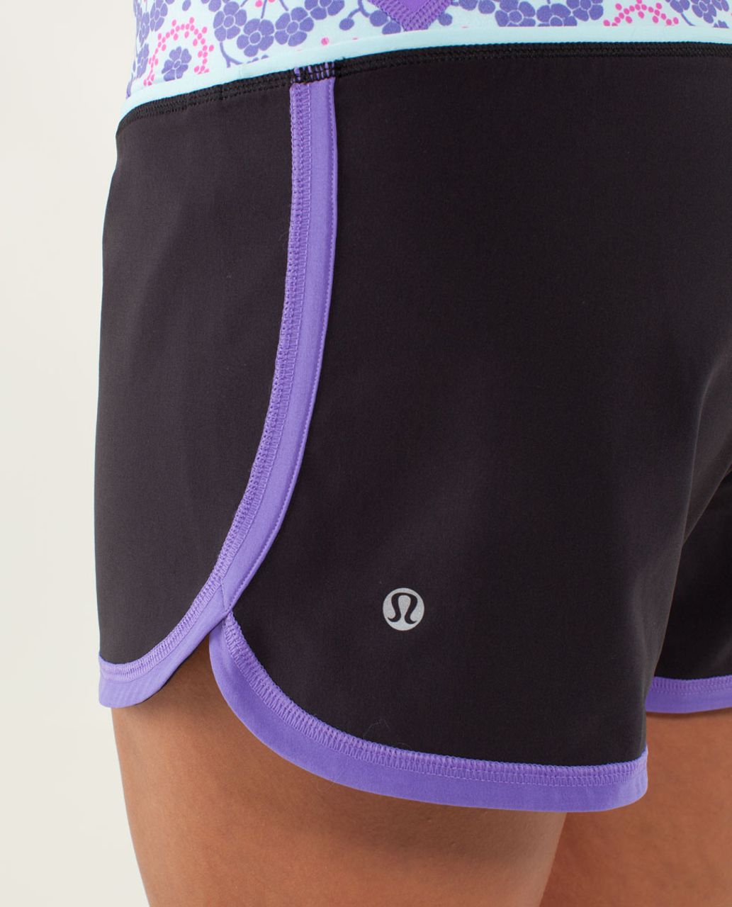 Lululemon Groovy Run Short - Black / Quilt Summer13 5 / Power Purple