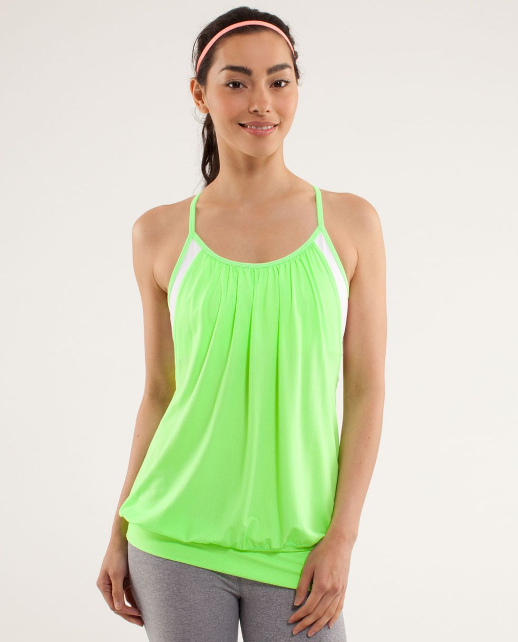 Lululemon No Limits Tank - Zippy Green / White - lulu fanatics