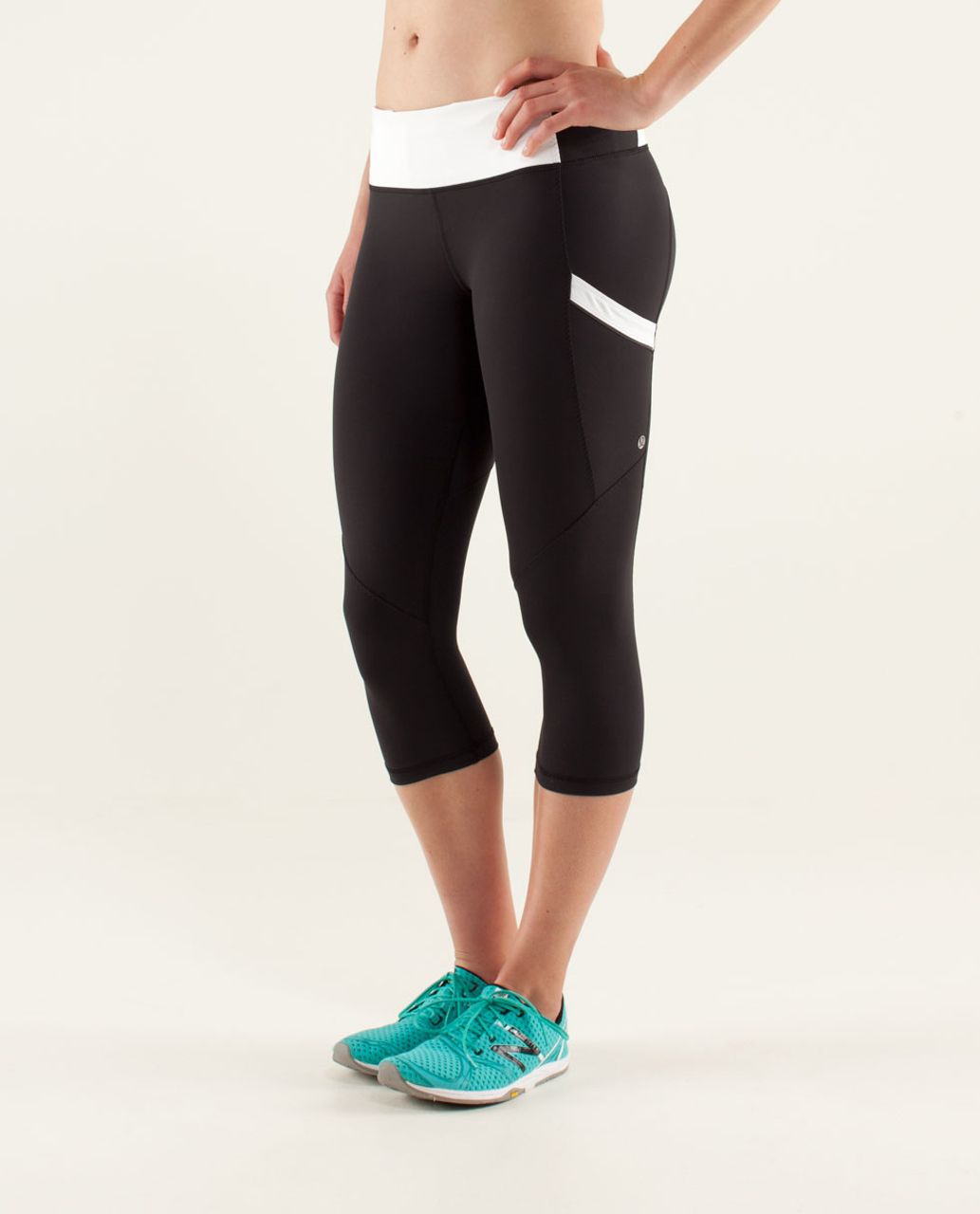 Lululemon Run: Mod Moves Crop - Black / White - lulu fanatics