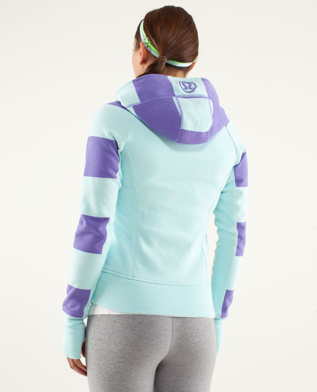 Lululemon Scuba Hoodie *Stretch (Lined Hood) - Bold Stripe Printed Power Purple / Aquamarine