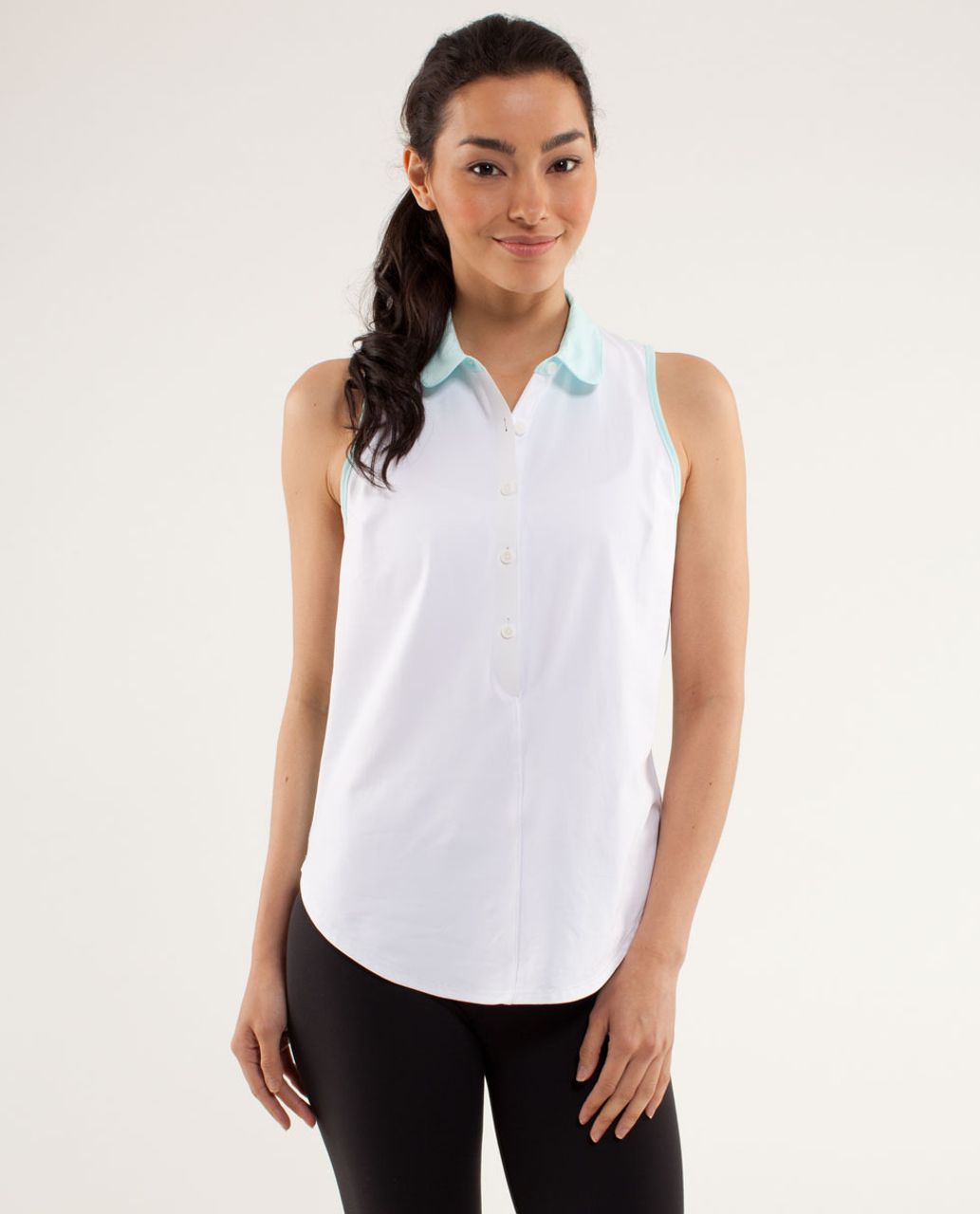 Lululemon Hot Hitter Sleeveless Polo - White / Aquamarine