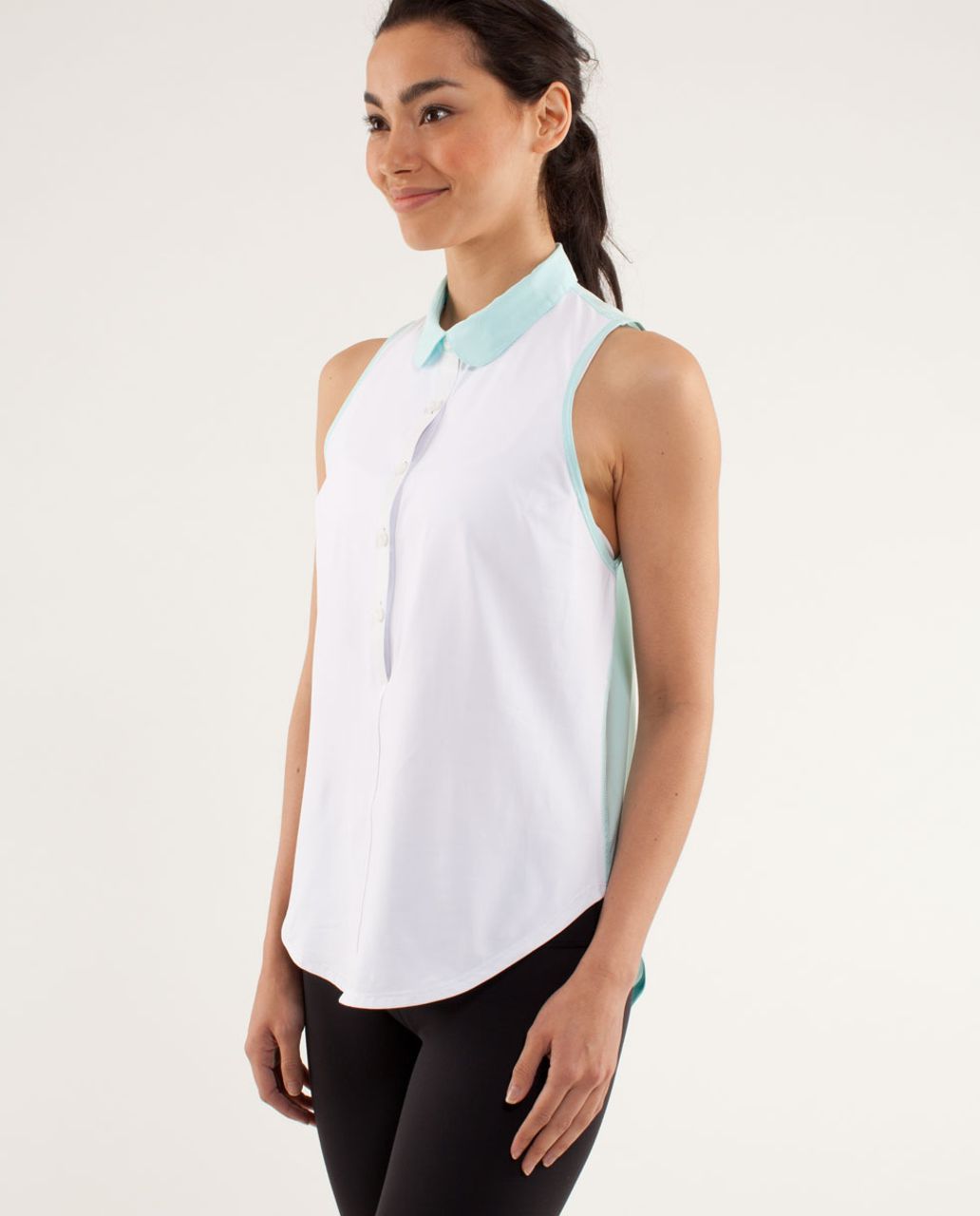 Lululemon Hot Hitter Sleeveless Polo - White / Aquamarine