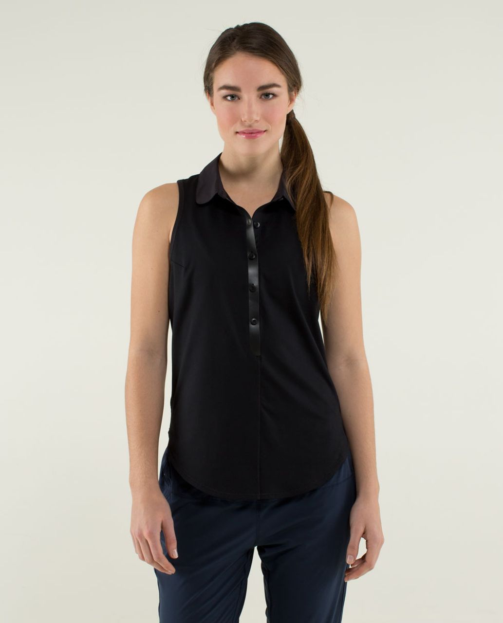 Lululemon Hot Hitter Sleeveless Polo - Black - lulu fanatics