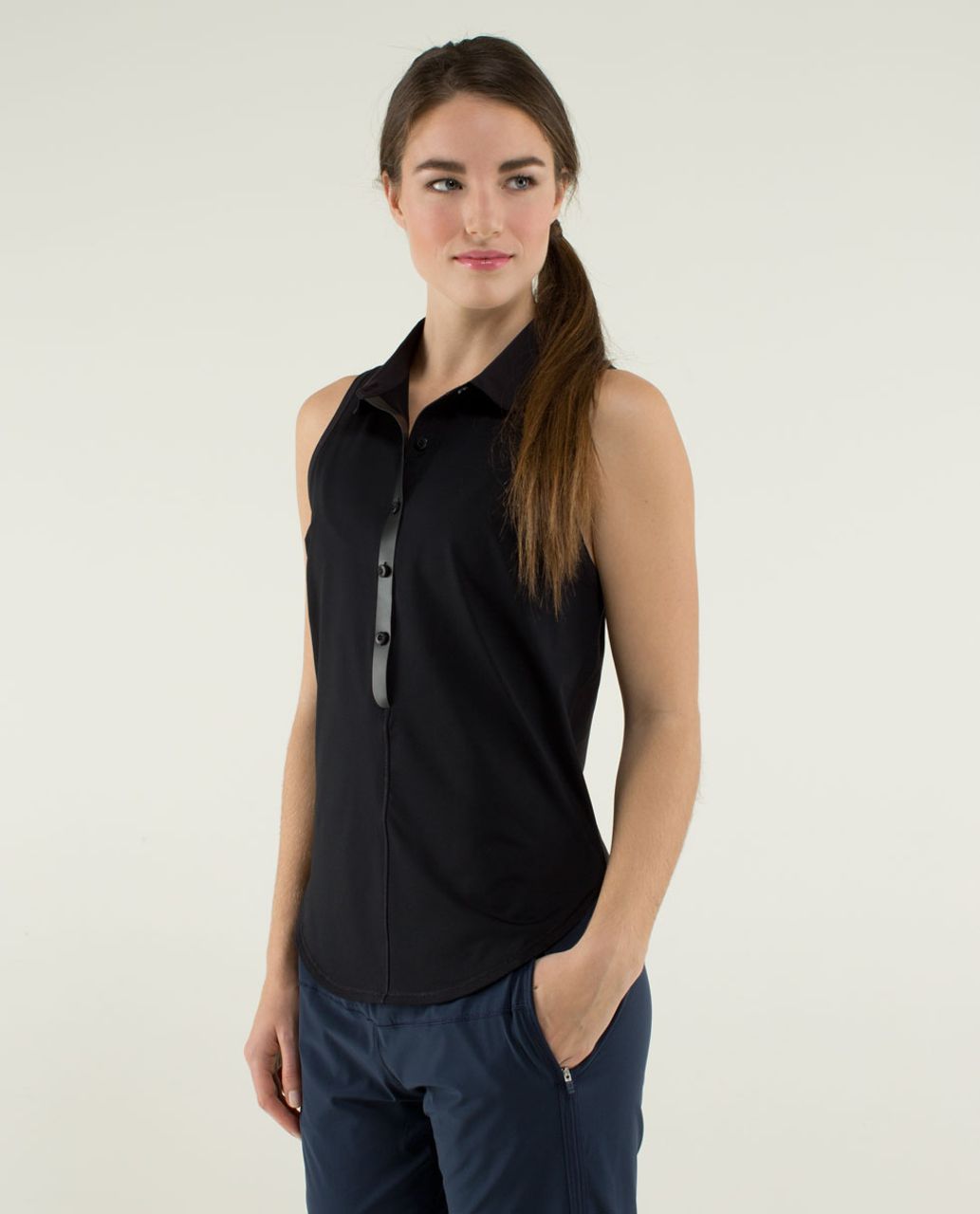 Lululemon Hot Hitter Sleeveless Polo - Black - lulu fanatics